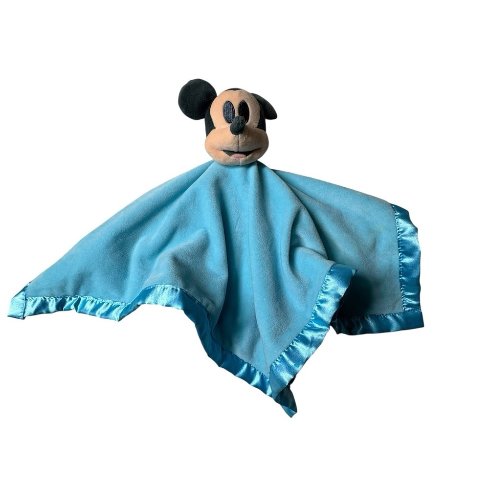 Disney‎ Baby Mickey Mouse Lovey Security Blanket Plush Blue Embroidered Logo - Picture 4 of 5